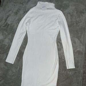 Midi Mock Neck Knit Dress with Slit